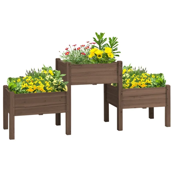 Wooden Planter、Flower shelf,Wood Planter Box-Coffee 4
