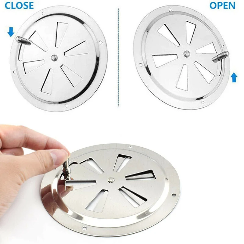 Air Louver Vent 1PC Stainless Steel 316 Boat Marine Round Grille Ventilation Louvered Ventilator Grill Cover Side Knob Opening