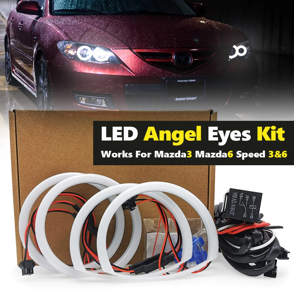 

4pcs Super Bright white color Cotton Led Angel Eyes kit daytime running light DRL for Mazda 3 6 mazda3 BK 03-09 Mazda6 MPS 02-08