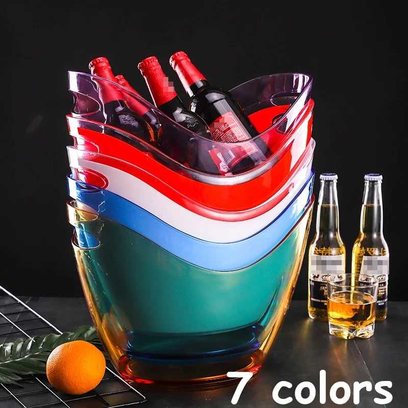 Acrylic White transparent Ice Buckets Ice Container Champagne Bucket with Handle Bar KTV Supplies Red Wine Beer Party Bucket