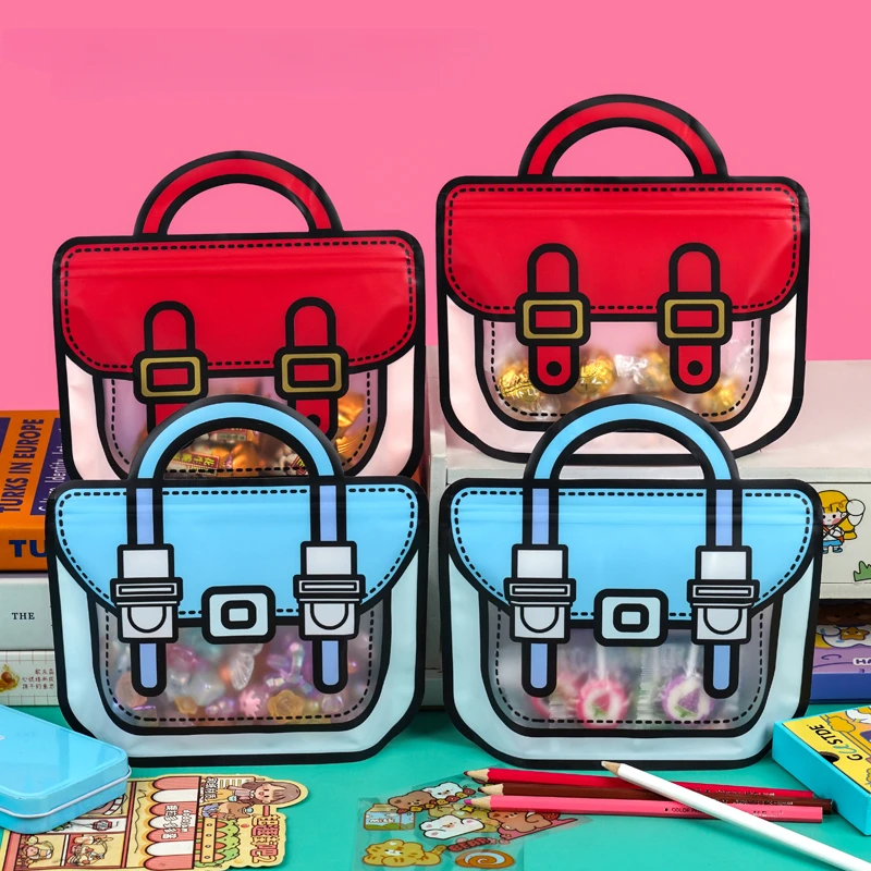 

50pcs Backpack Plastic Bags For Candy Chocolate Cookie Nougat Biscuit Packing Gift Zipper Bags For Children Day