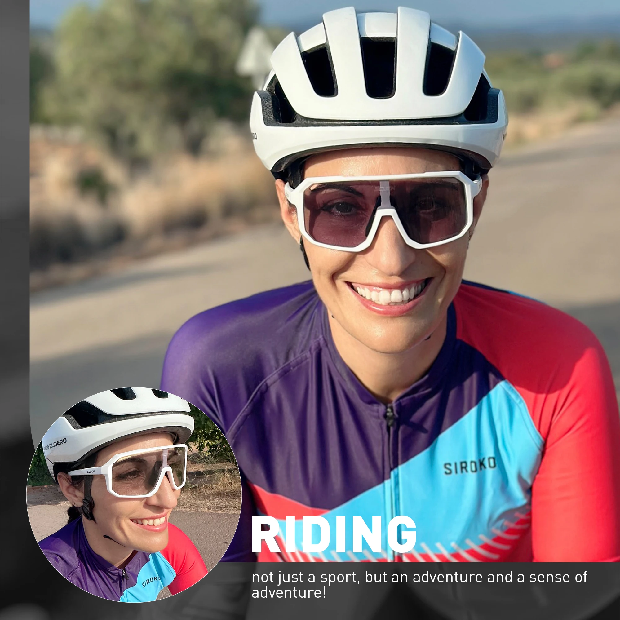 SCVCN Fietsbril, zelfkleurend, voor heren en dames, MTB-bril
