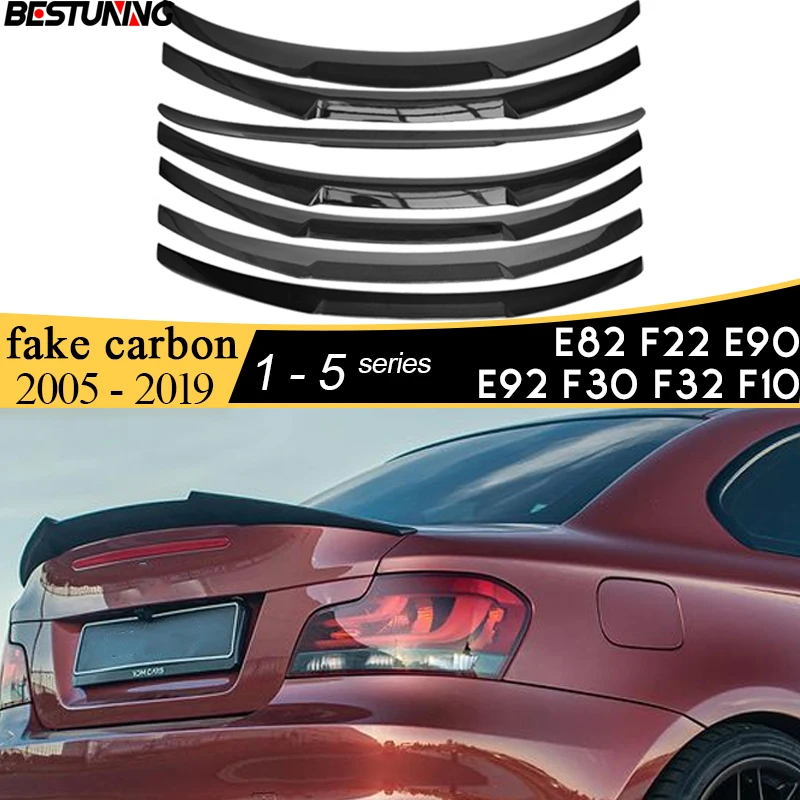 Carbon Fiber Pattern Abs Plastic Rear Lid Spoiler Boot Wing For Bmw 1 2 3 4 5 Series E82 E88 F22 F87 M2 E90 E92 F30 F32 F10