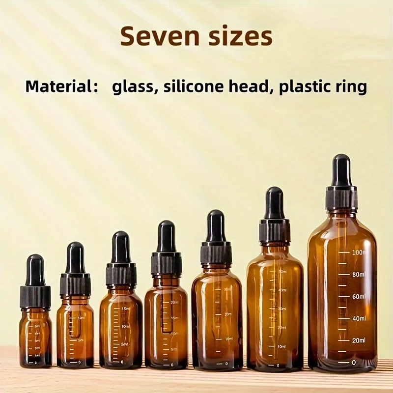 5ml-100ml Dropper Bottles With Scale Reagent Eye Drop Amber Glass Aromatherapy Liquid Pipette Bottle Refillable Bottles Travel dropper bottle