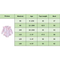 Kids Clothes Girl Swimsuits Cute Floral Print Ruffle Long Sleeves Zipper Bodysuit Beachwear Bathing Suits Baby Swimming Clothing 6