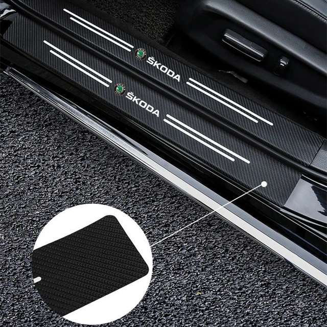 Car Rear Bumper Trunk Guard Leather Carbon Fiber Sticker For Skoda Octavia  Fabia Rapid Karoq Kodiaq Scala Superb Car Accessories - AliExpress