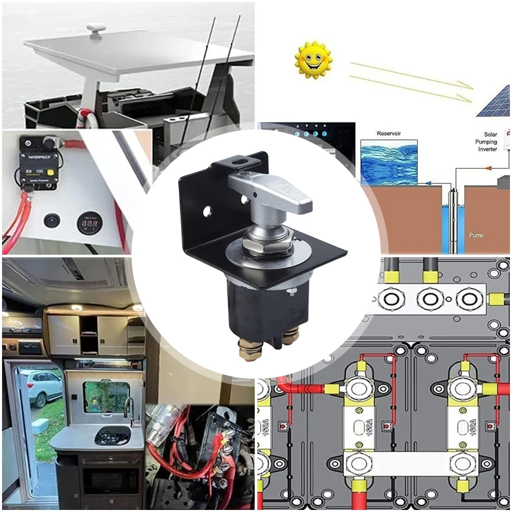 500A Battery Circuit Cutter 12V Battery Disconnect Switch with Lock-Out Plate Fixed Handle Isolator for Car Truck RV Yacht Boat