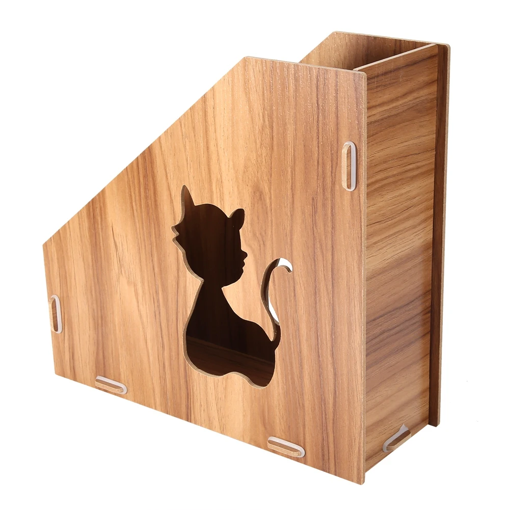 【New】Desktop Shelf Modern Hollow Out Cat DIY  Display Rack Magazine File Organizer Desktop Document Sorter File Organizer
