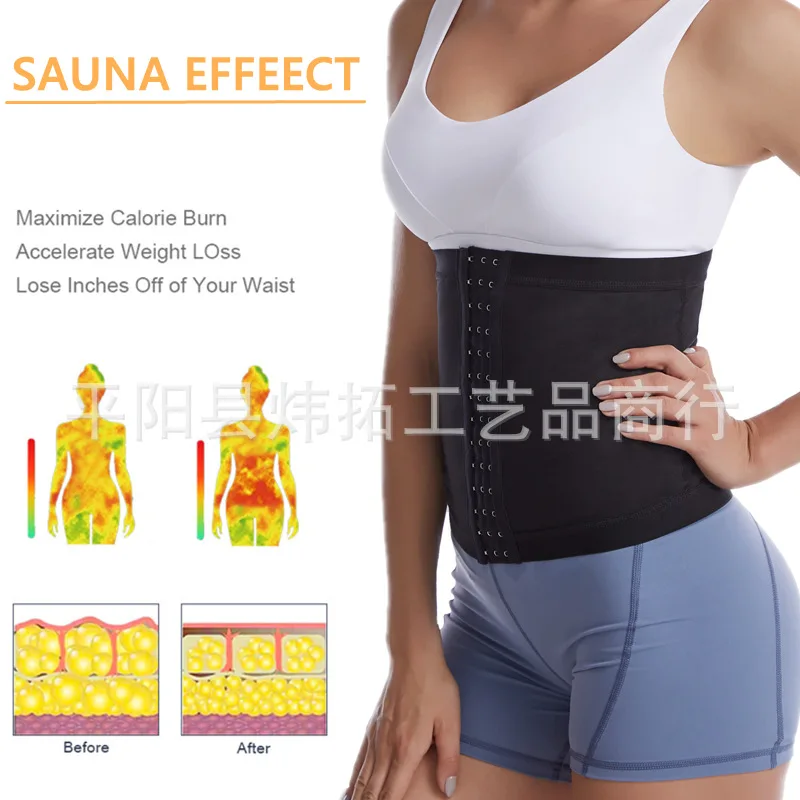 Plus Size Men And Women Waist Trainer Sweat With 3 Hooks Tummy Slimming Belt Body Shaper Loss Weight Waist Belt