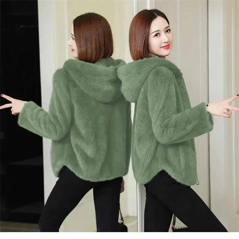 

Thickened Female Coat 2023 Women Winter All-Match Size 6XL Hooded Outer Wear Double-Sided Fleece Warm Sweater Women