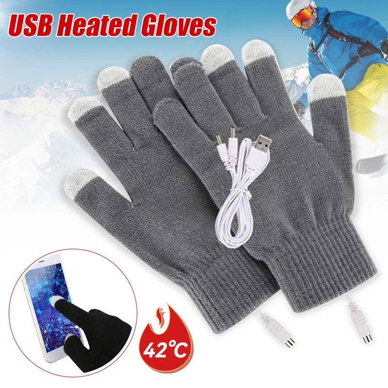 

1 Pair USB Heated Gloves Winter USB Heating Windproof Gloves For Men And Women Touchscreen Heated Thermal Gloves Cycling Outdoor