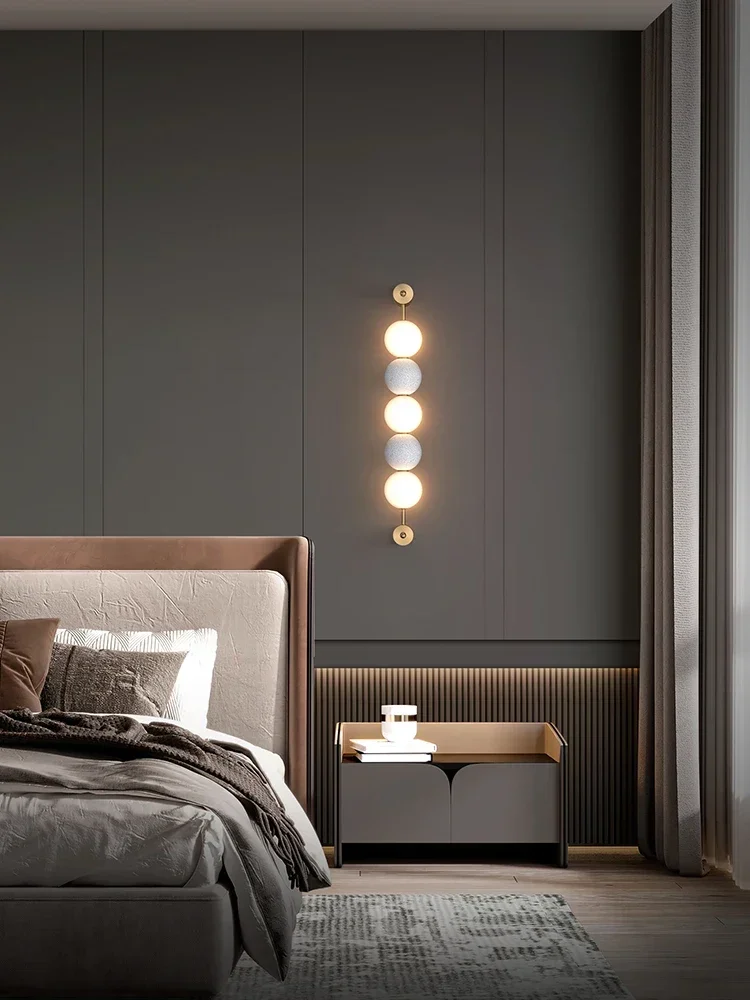 

Copper Bedroom Bedside Wall Lamp Nordic Modern Pole Simple and Light Luxury Stairs Living Room Sofa TV Background Wall Lamp