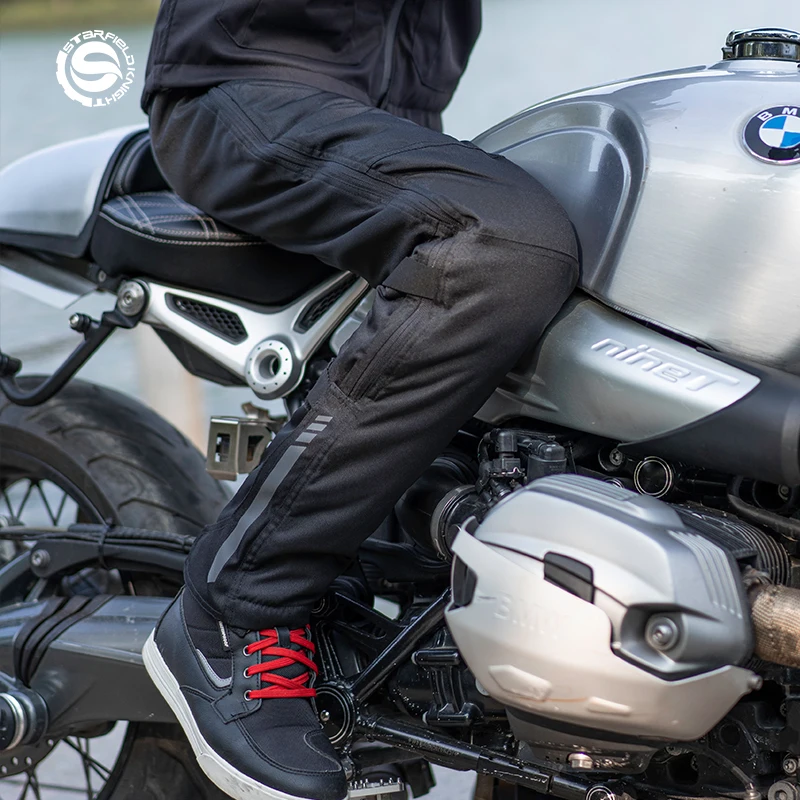 Star Field Knight Winter Motorcycle Pants Quick Take-off Waterproof CE Protection Pants Armor Black Ski Wear Men Motor Accessory