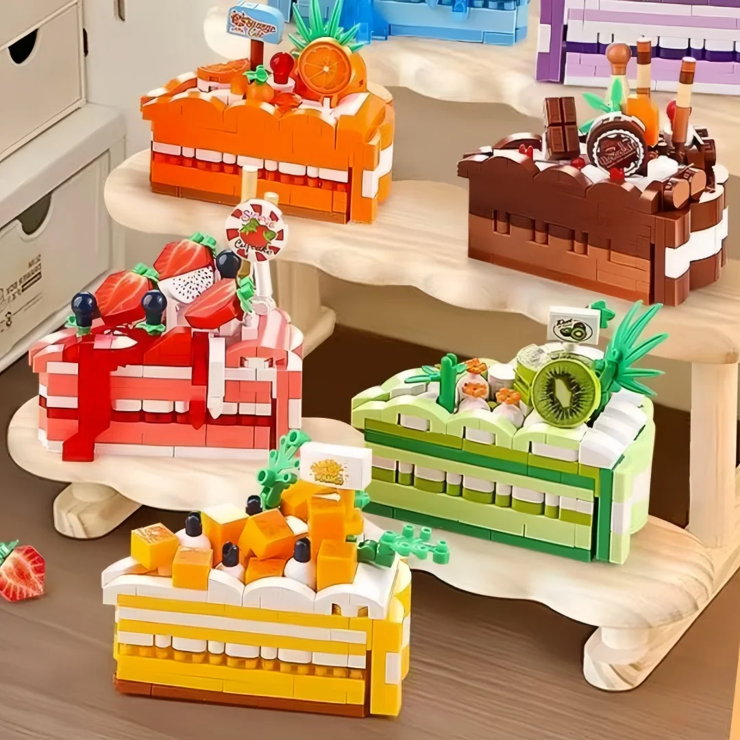 창의적인 DIY 생일 케이크 빌딩 블록 미니 조립 브릭 교육용 장난감, 남아 여아 어린이용, 생일 파티 선물