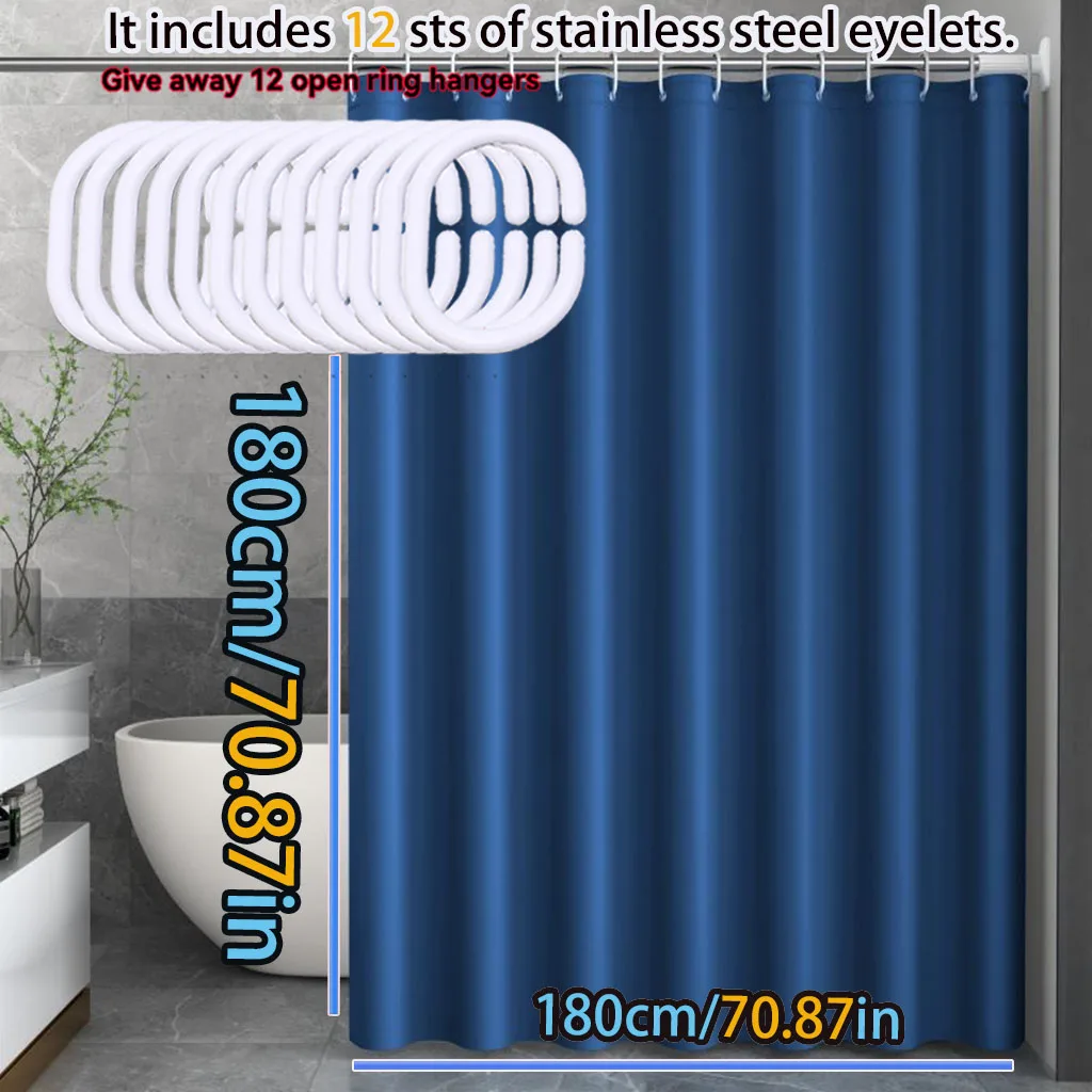 Navy Blue Modern Waterproof Shower Curtain