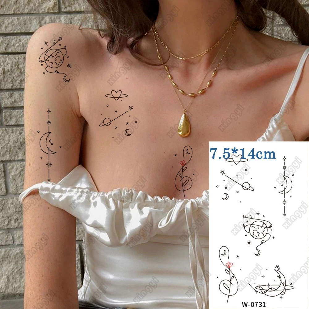 

Водостойкая временная татуировка, наклейка, вечная любовь, луна, звезда, маленькая татуировка, искусственная татуировка на палец, хна, флэш-татуировка для женщин и мужчин