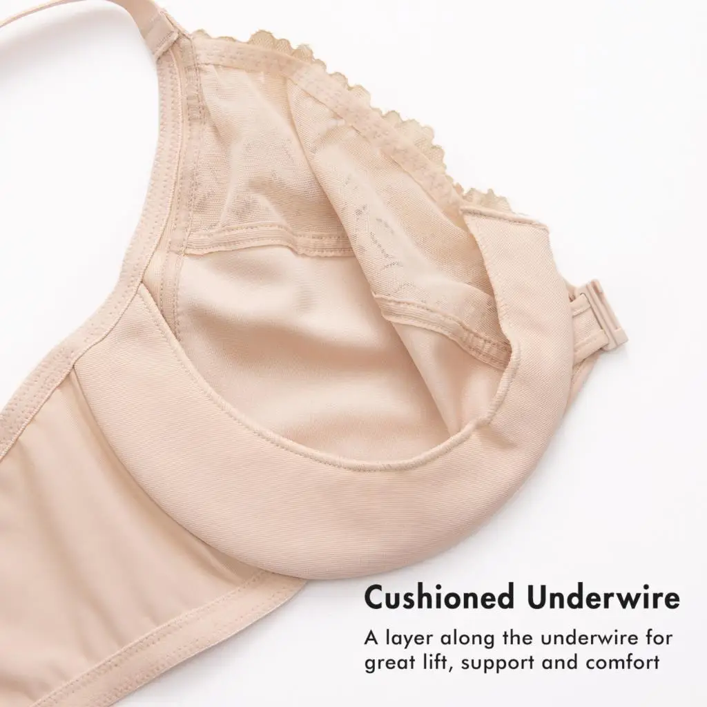 Women's Front Closure Bra Racerback Plus Size Floral Lace Bras Full Coverage Support Underwire Non Padded Unlined B C D DD E F