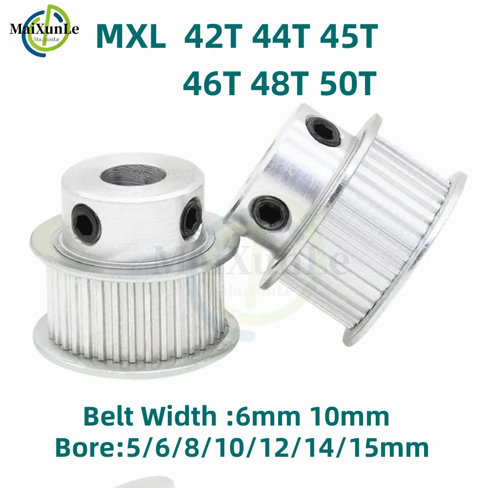 

MXL BF-type 42T 44T 45T 46T 48T 50T Teeth Timing Pulley, Bore 5/6/8/10/12/14/15mm For Bandwidth 6mm 10mm Synchronous Belt