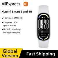 Global Version Xiaomi Smart Band 10 Bracelets 1.72" AMOLED display Blood Oxygen Fitness Tracker 150+ sports modes Smart band