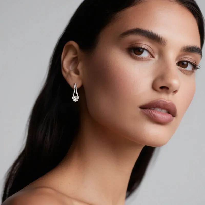 Ehhai GRA zertifizierte Rundschliff 5 mm Moissanit Solitär Split Creolen für Frauen S925 Sterling Silber Ohrring Edlen Schmuck G – Detail 13