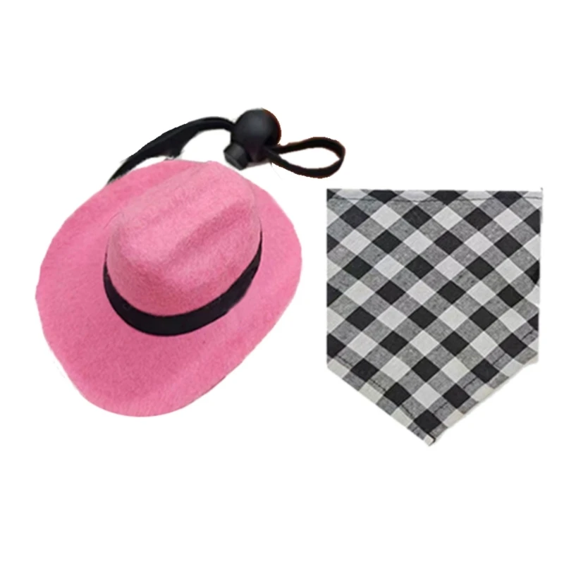 Cowboy Hat Hamster Bandana Triangular Collar Scarf Kerchief Pet Neckerchief Supply Triangular Scarf Party Supplies
