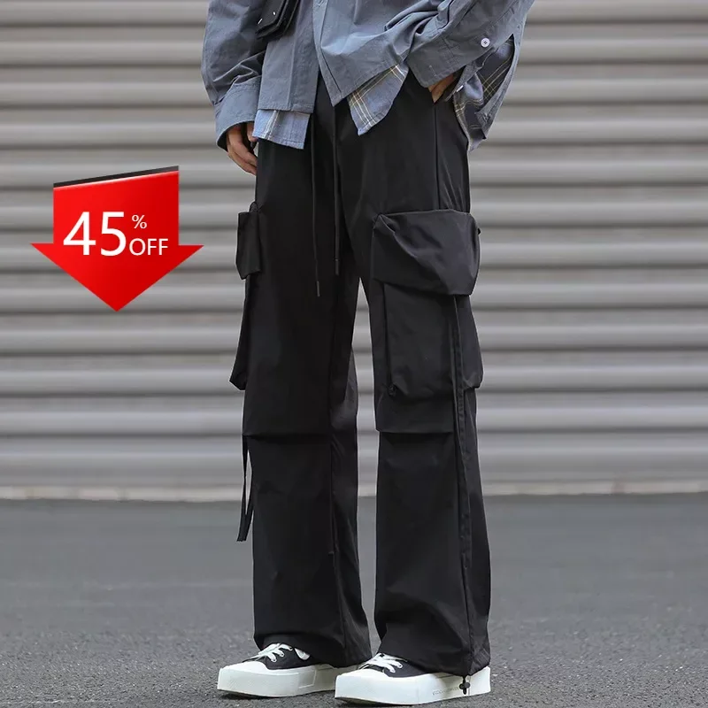 

Loose wide-leg overalls vertical feel pantalones impermeables pantalon taille haute men clothing pants streetwear joggers