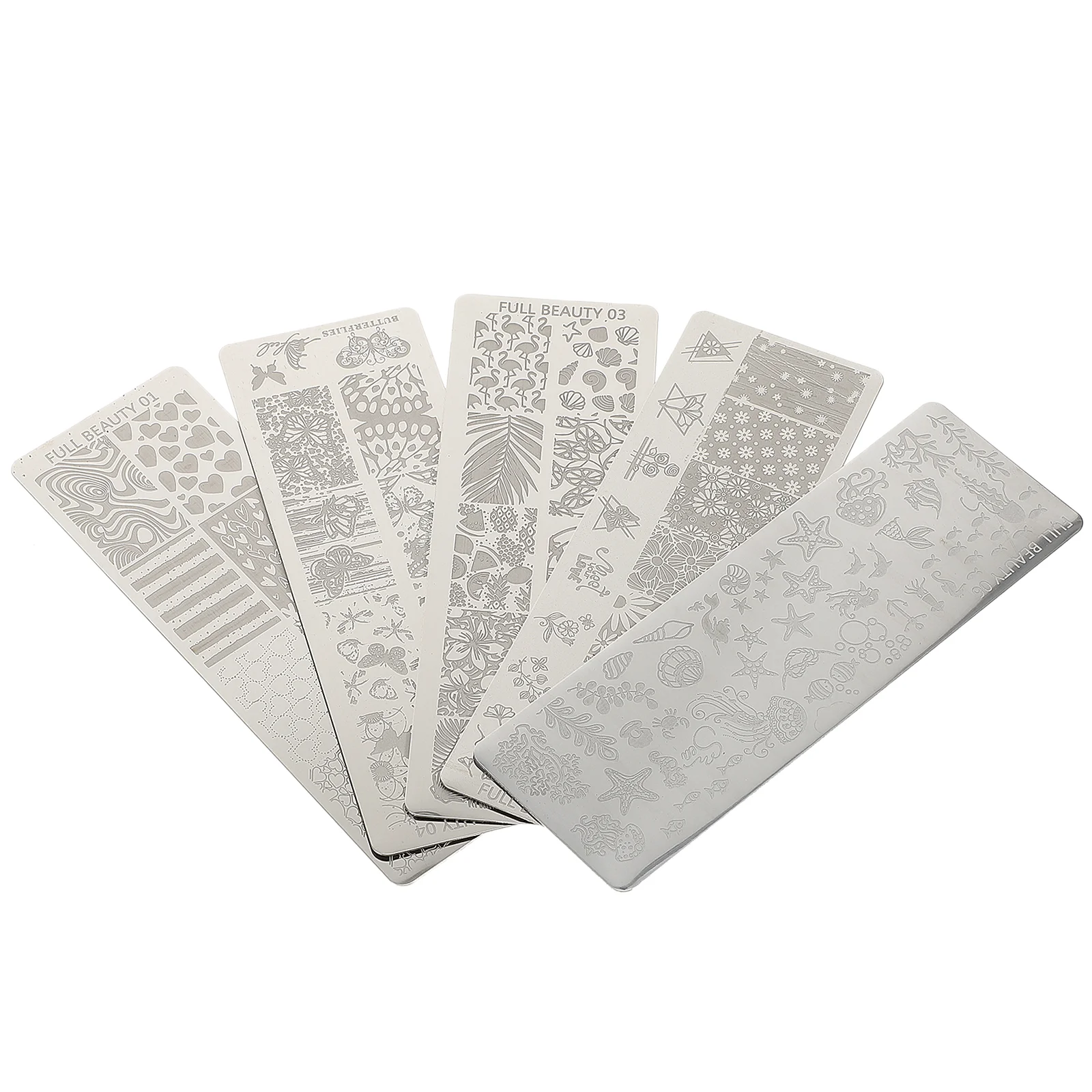 

5 Pcs Nail Transfer Printing Plate De Manicure Tools Die Decoration Creative Stamping Stainless Steel Plates
