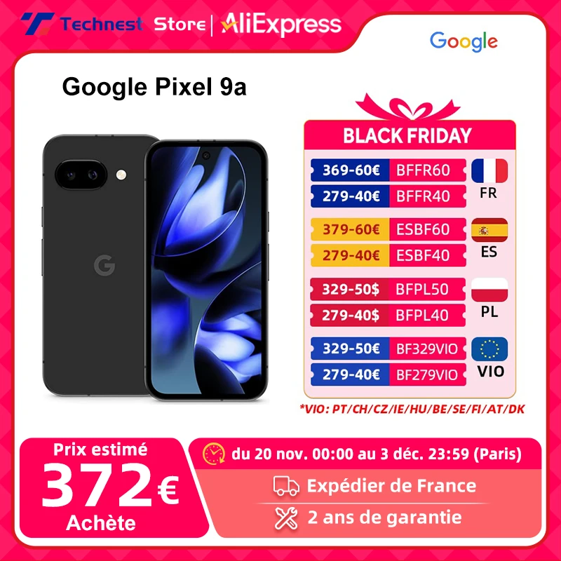 Global Version Google Pixel 9a 5G Smartphone Google Tensor G4 6.3-inch 120Hz Actua display 5100mAh Battery 48MP Rear Camera NFC