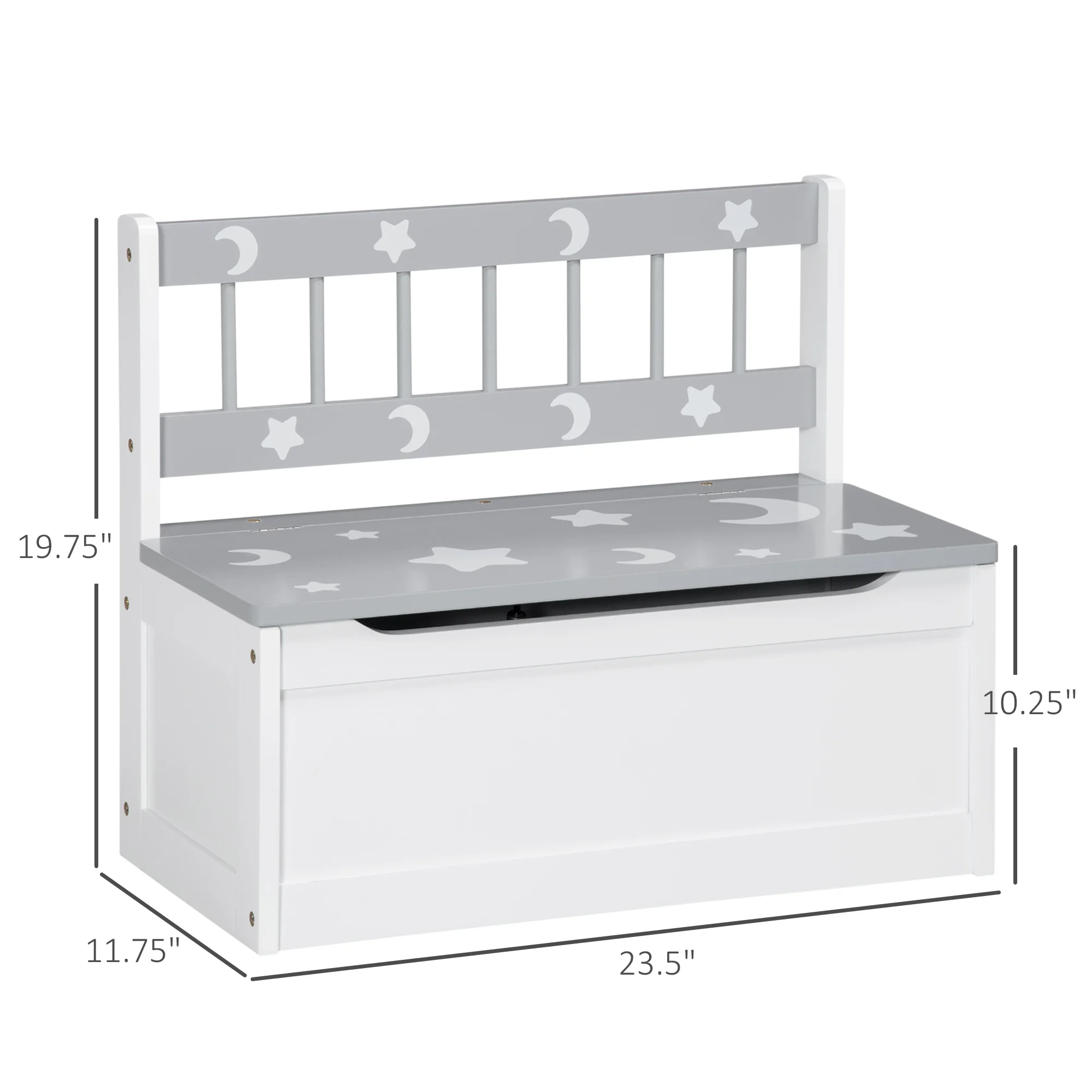 2-IN-1 Toy Chest, Kids Storage Bench Cabinet with Safety Pneumatic Rod, Grey 3