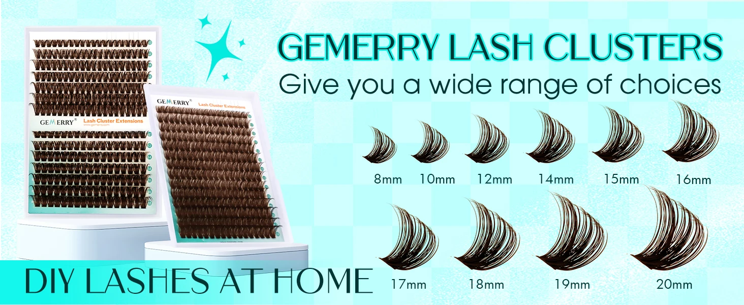 Description Picture 3 of itemGEMERRY 40D/80D/100D/200D 280Pcs DIY Eyelash Extension Kit Brown Fluffy Cluster Lashes D Curl Lash Bond and Seal, Lash Tweezers