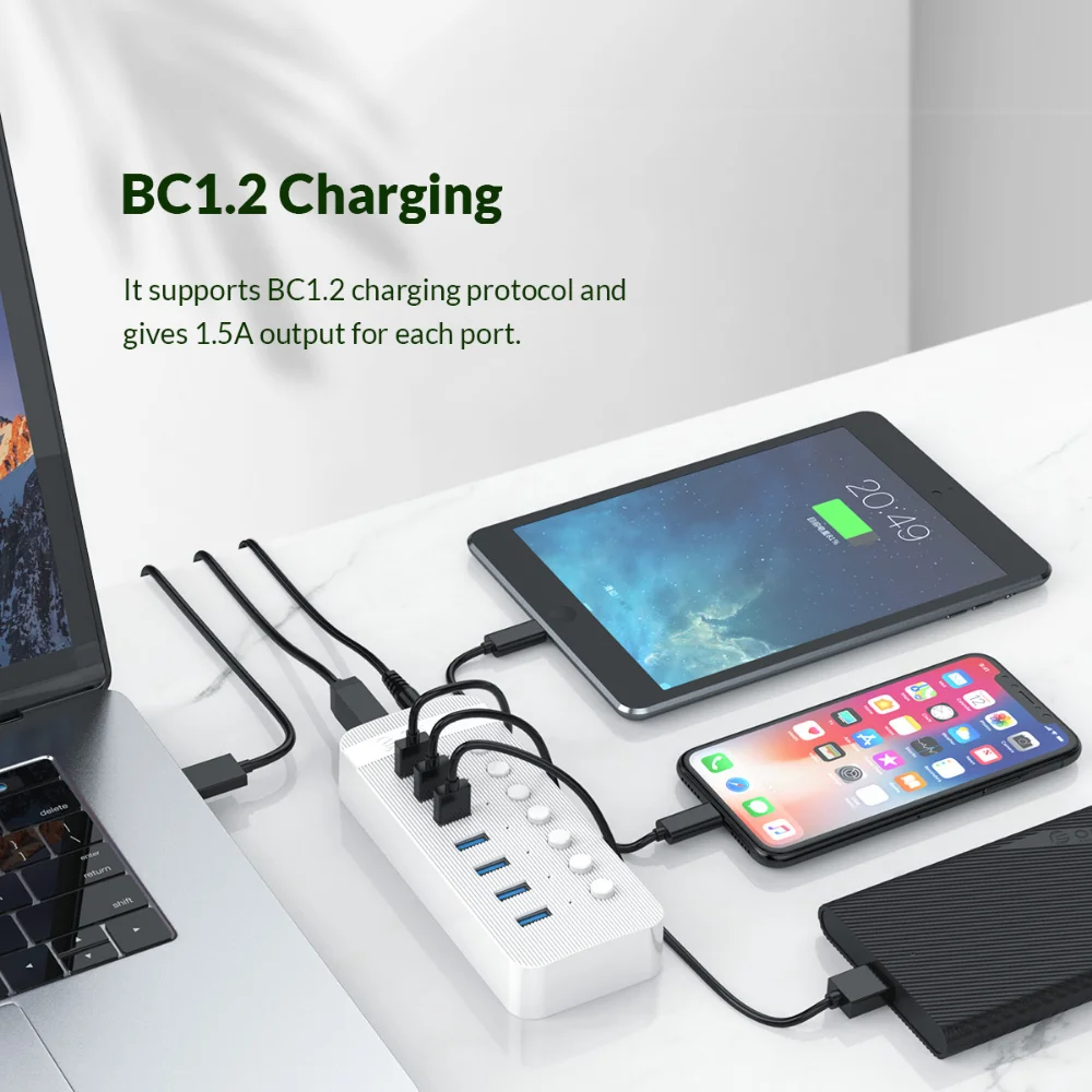 ORICO USB 3.0 HUB 5Gbps High Speed HUB 7 10 13 16 Port ABS USB OTG Splitter on/Off Switch USB 3.0 12V Power Adapter Support PC 4