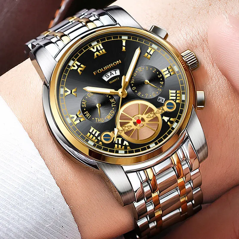 Luxury Men's Business Quartz Watches Stainless Steel Round Dial Casual Wristwatch Man Watches Modern Classic Horloges