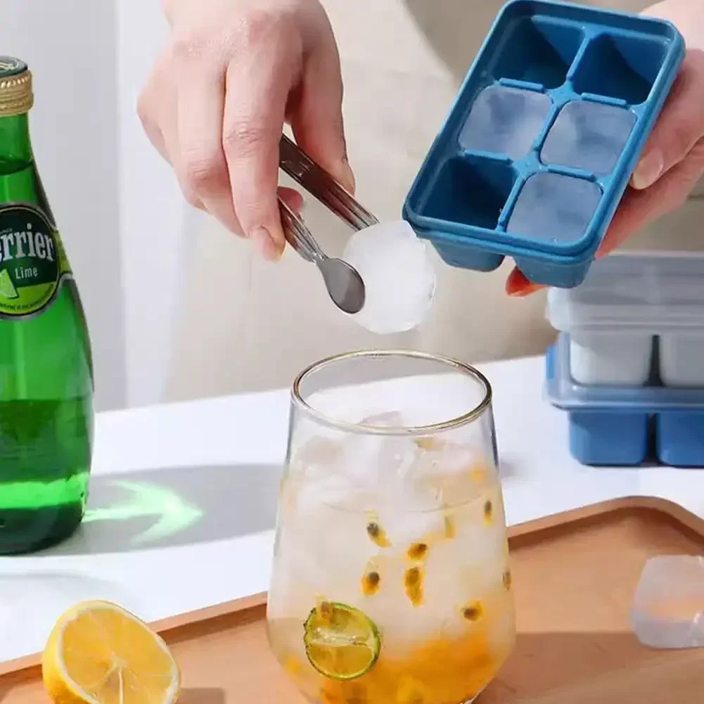 1PC Silicone Ice Cube Molds 6 Grid Trays Reusable Press Whiskey Ice Mold Ball Diamond Ice Mold Drinks Cooling Tools with Case