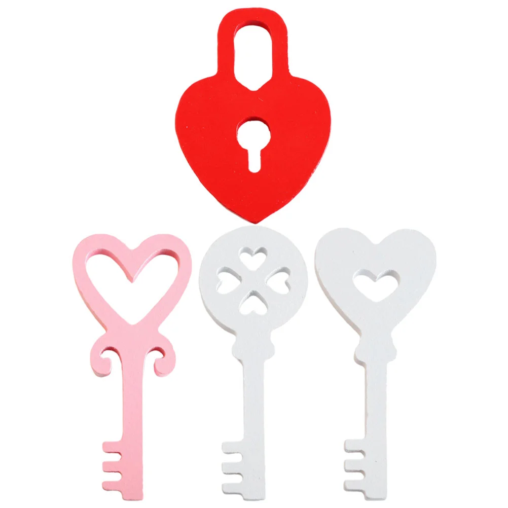

4pcs Key Shape Hanging Ornament Heart Key Pendant DIY Crafts Making Material