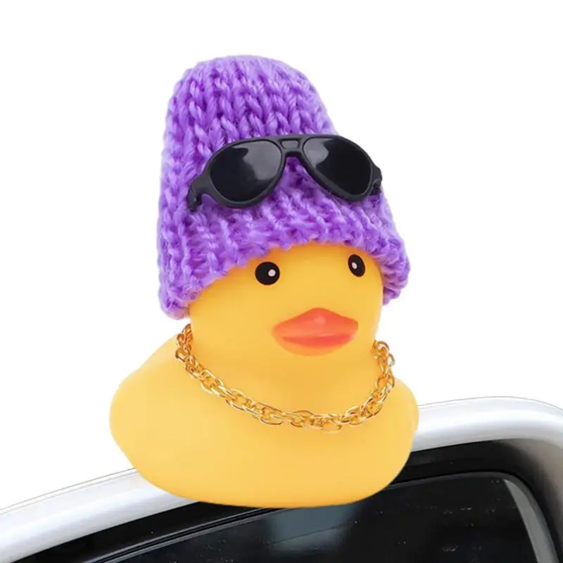 

Dashboard Duck Cute Rubber Duck Toys Dashboard Ornament Auto Dashboard Decor With Necklace Sunglasses Hat Car Decor Accessories