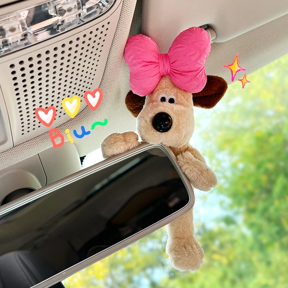 Cute Plush Glasses Puppy Dog Car Rearview Mirror Decoration Car Ornament Pendant Center Console Decoration Car Accessories