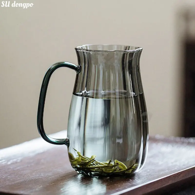 

Plum Shaped Glass Green Tea Cup Transparent/smoky Grey Water Cup Special Cup for Drinking Tea Office Cup Beautiful Cups