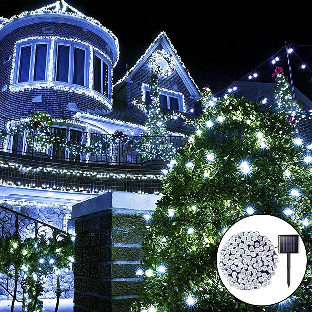 Solar String Lights Outdoor Waterproof Fairy Lights String 8 Mode for Home Gardens Wedding Party Outdoor Tree Decorations