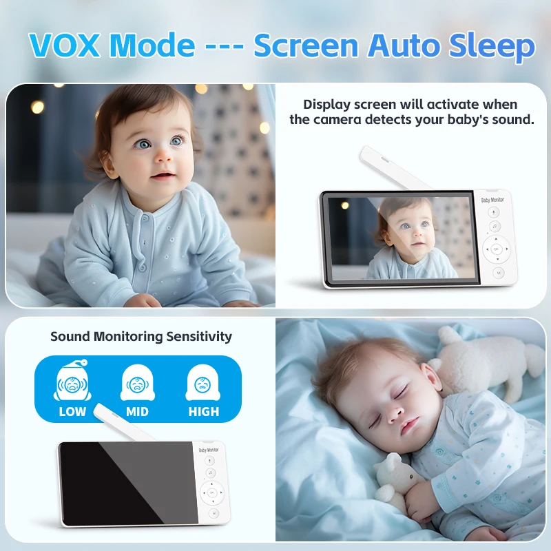 Multifunction Wireless Video Baby Monitor With Lullabies Auto Night Vision Two Way Intercom Temperature Monitoring Babysitter baby monitor camera