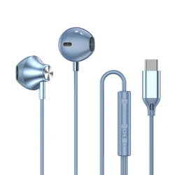 HiFi Surround Sound In-ear USB Type C Wired Earplugs with Wire Control (Blue Type C)
