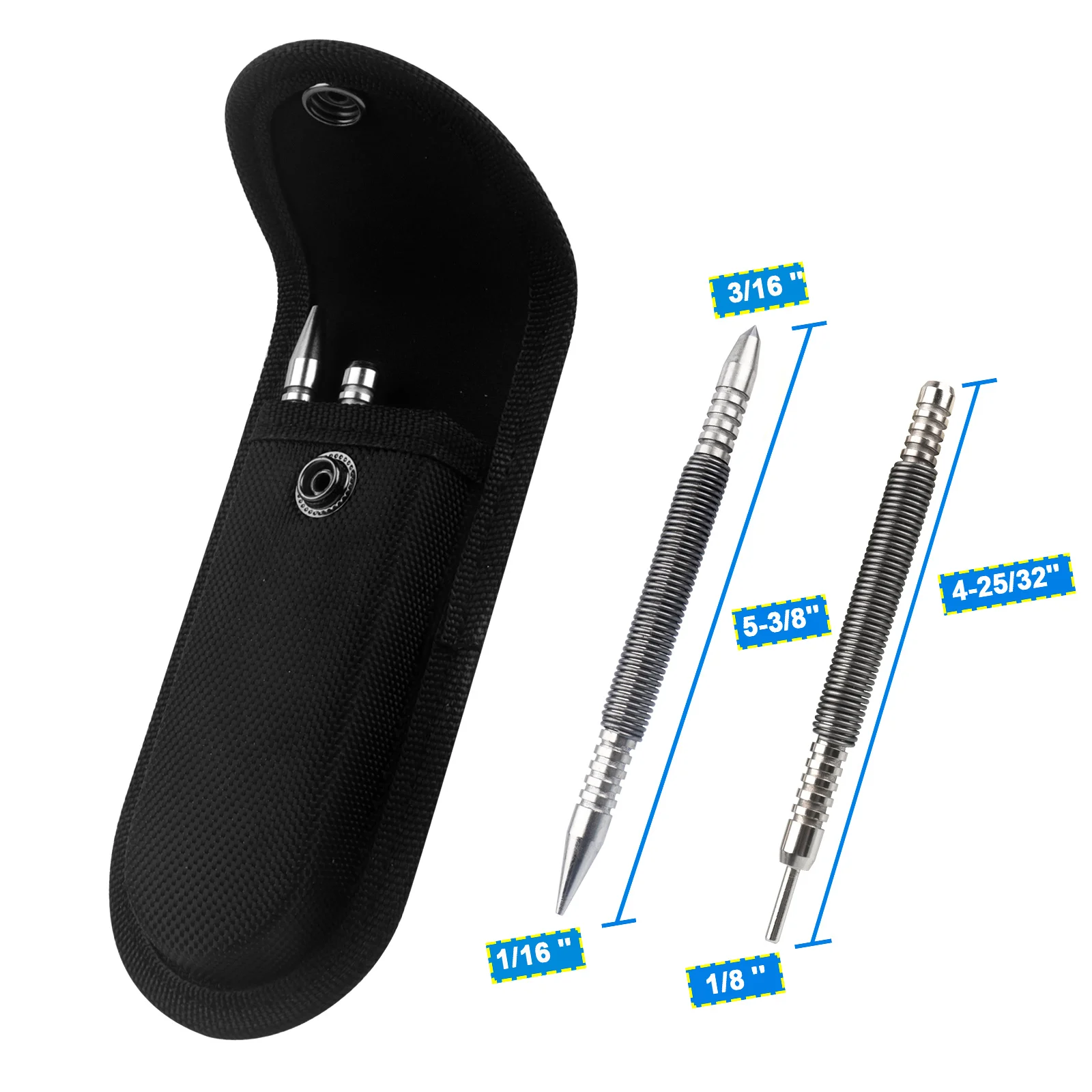 Hammerless Spring Center Punch and Dual-Head Nail Setter Tool with Striking Force Counter and Hinge Pin Remover