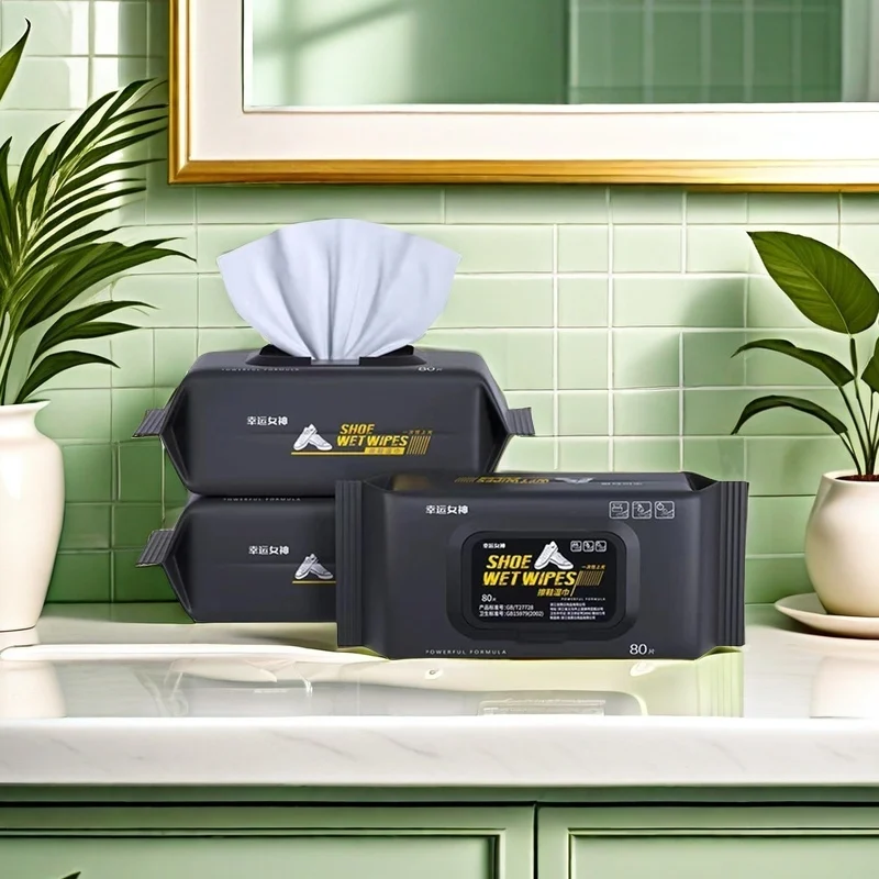 80-Count Professional Shoe Wet Wipes - Portable and Effective On-the-Go Cleaning Kit for All Footwear