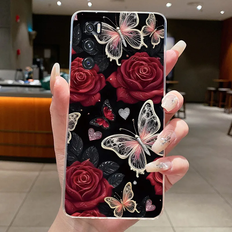 Vivo V20 SE Y70 V20SE V2022 V2023 2020 케이스 투명 백 커버 쉘 패션 나비 꽃 소프트 TPU 실리콘 폰 케이스