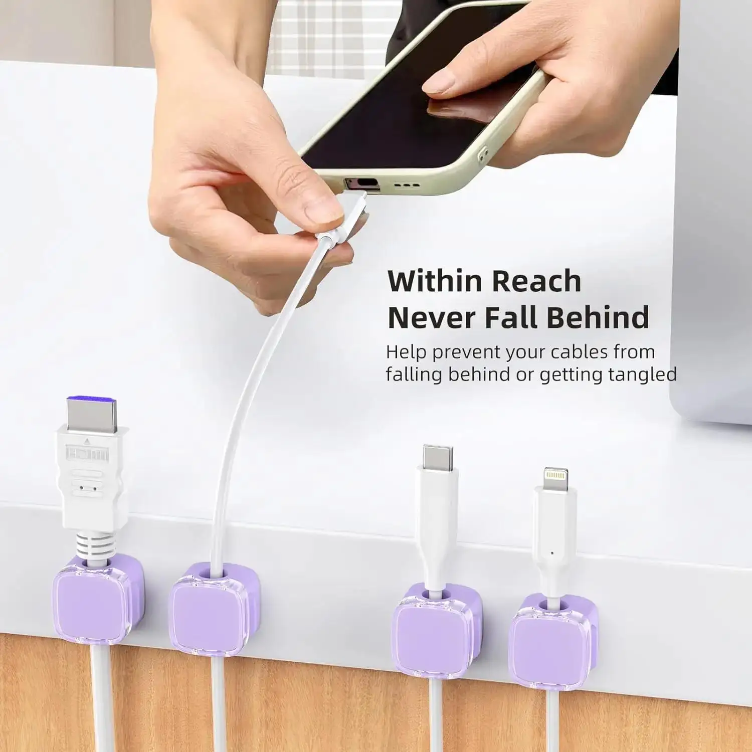 Magnetic Cable Organizer Clips Adjustable Cord Holder