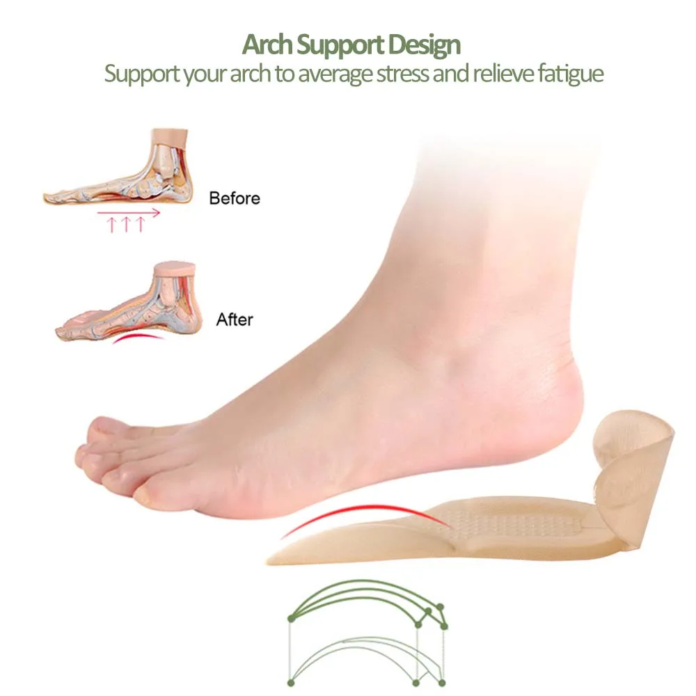 Silicone Gel Insoles Heel Liner Grips Arch Support for Women High Heels Shoe Self-Adhesive Cushion Foot Pad Inserts