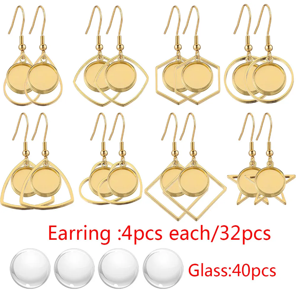 72pcslsetGoldStainlessSteelEarringsHooksJewelryMakingKit12mm