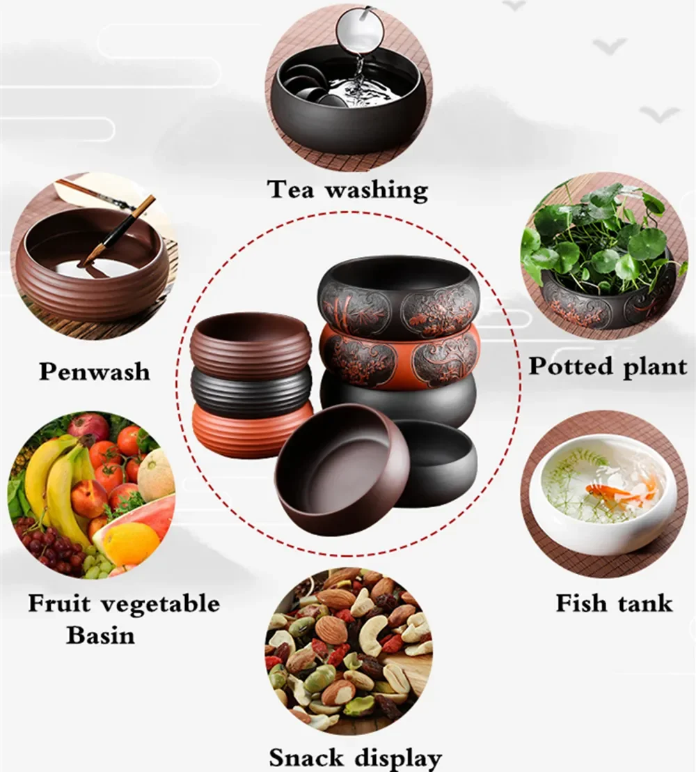 Zisha Tea Wash Chinese Set Cup Washed Bowl Multifunctional Ashtray Flowerpot Ceramic Accessories Ceremony
