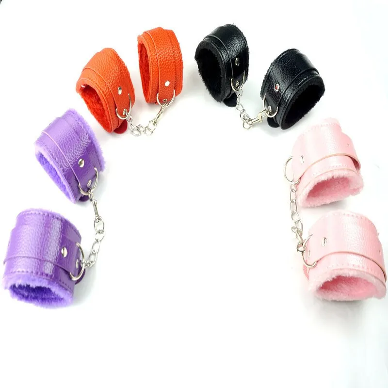 Sex Toys Handcuffs PU Leather Restraints Bondage Cuffs Roleplay for Couples 4 Colors