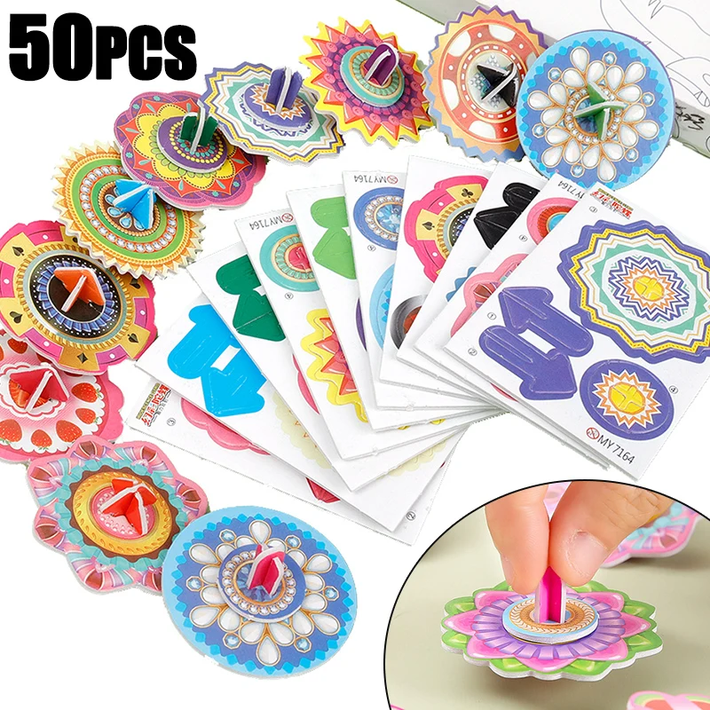 

DIY Children 3D Three-dimensional Puzzle Gyro Toy Wholesale Kids Early Education Puzzle Assembled Spinning Finger Gyro Toys Gift