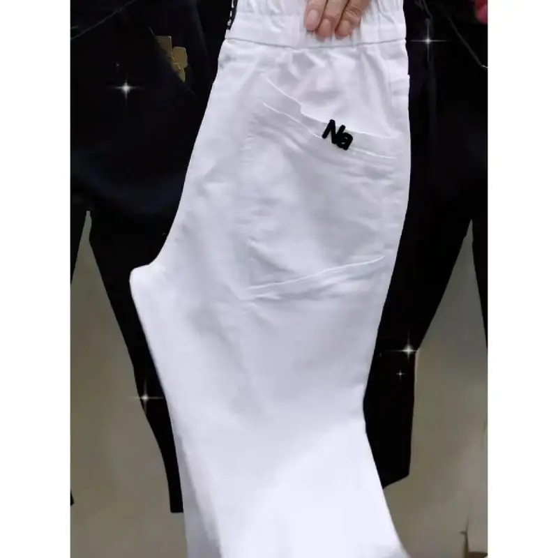 Autunno inverno Harajuku Y2K tinta unita elastico in vita pantaloni da Cowboy donna moda tasca Haren pantaloni Casual abbigliamento femminile 6